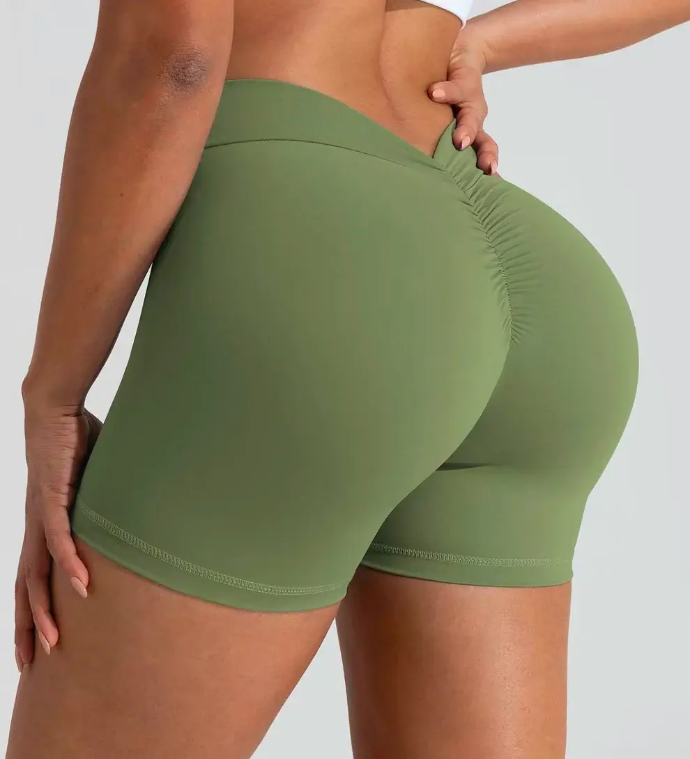 Ladies Ruched High Waist Shorts