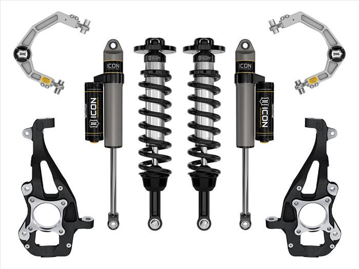 ICON 2021-2023 Ford F-150 4WD, 3.5-4.5" Lift, Stage 2 Suspension System, Billet