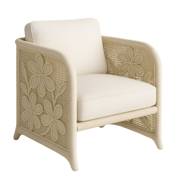 Miniature : Floral Artisan Lounge Chair – Natural Beauty, Handcrafted Elegance