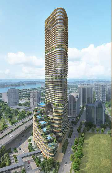 artistic impression of 3 tall towers of Newport Residences from City Developments Limited the same developer behind new launch condo Lucerne Grand in Lakeside Singapore