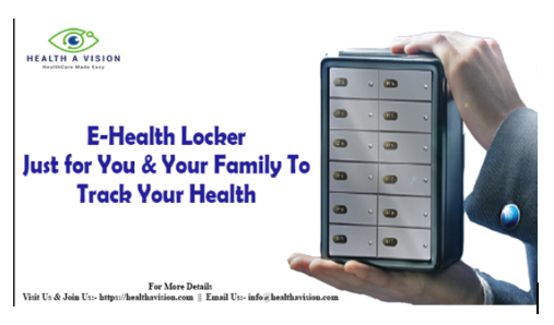 Health A Vision app e-locker feature by Shift Ahead Technologies, securely storing health records on iOS and Android devices.