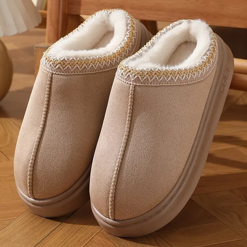 Thumbnail: New Fashion Fluffy Slippers for Men and Women 2025 Winter Plush Warm Cotton