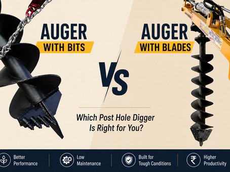 Ashok Metal Works tractor post hole digger auger with blade and bits for fencing and pole installation