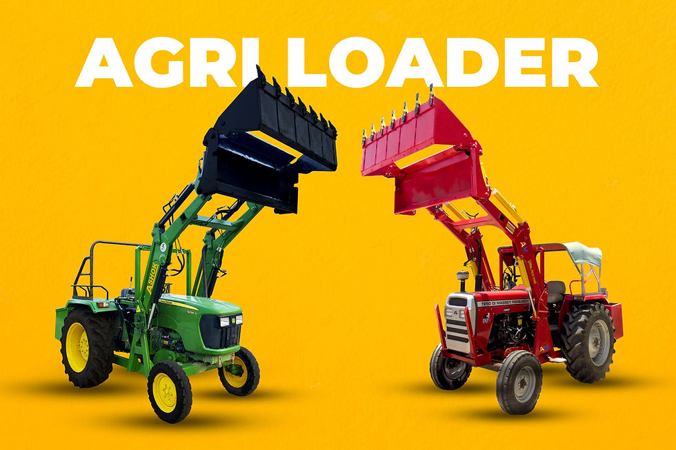 Tractor loader attachment handling agricultural materials on a commercial farm in Africa
