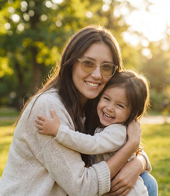 Jenna-holding-child-wearing-Avulux-migraine-glasses-square.jpg