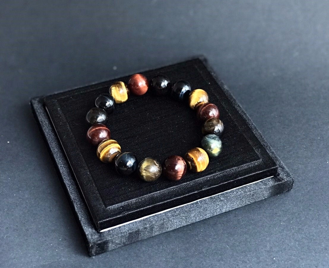 翱翔宇宙/男士手環/情侶手環『天然七彩虎眼石10mm』