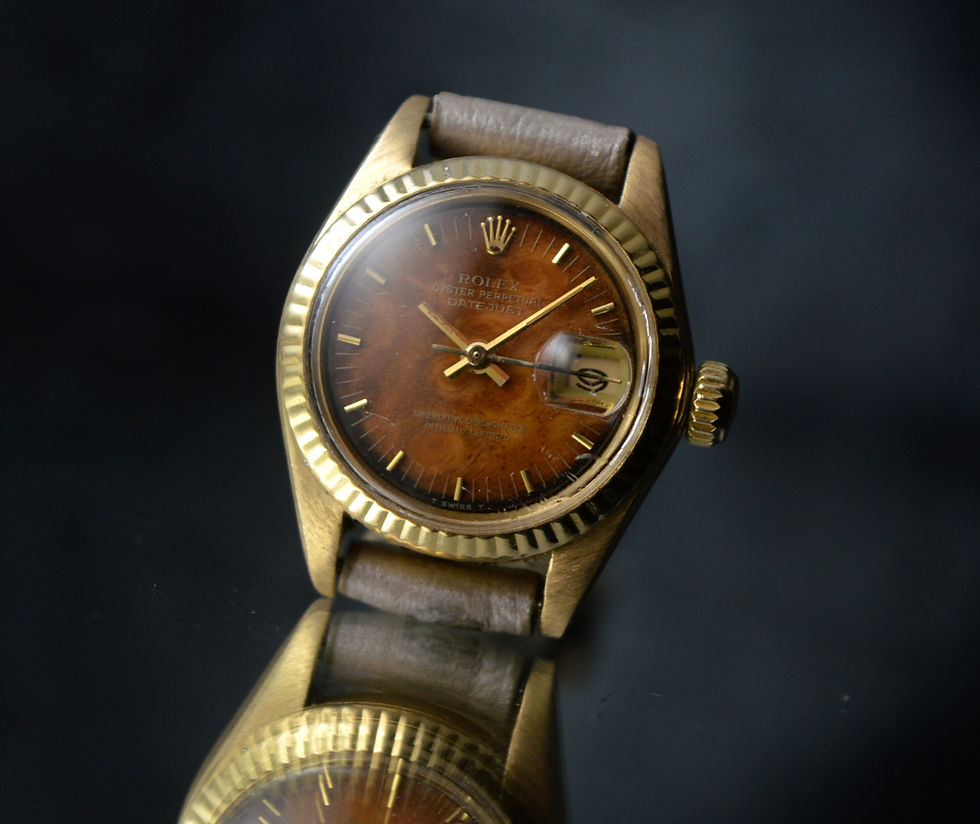 Miniatura: ROLEX LADY-DATEJUST RARE BIRCH WOOD DIAL 18KGOLD 26MM VINTAGE WATCH