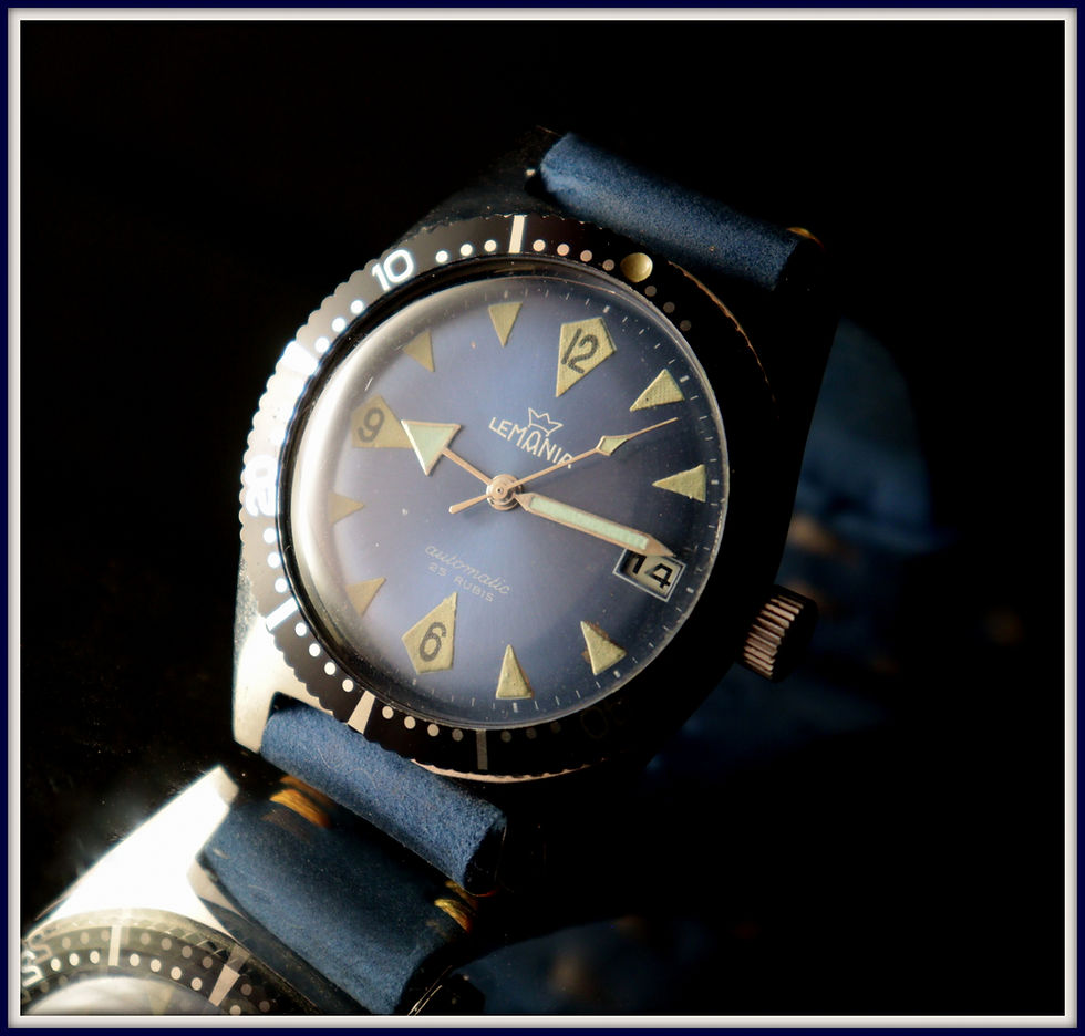 Miniatura: Lemania Rare Vintage Automatic Skin Diver Sub 20 Atm All Stainless Steel 37,5mm