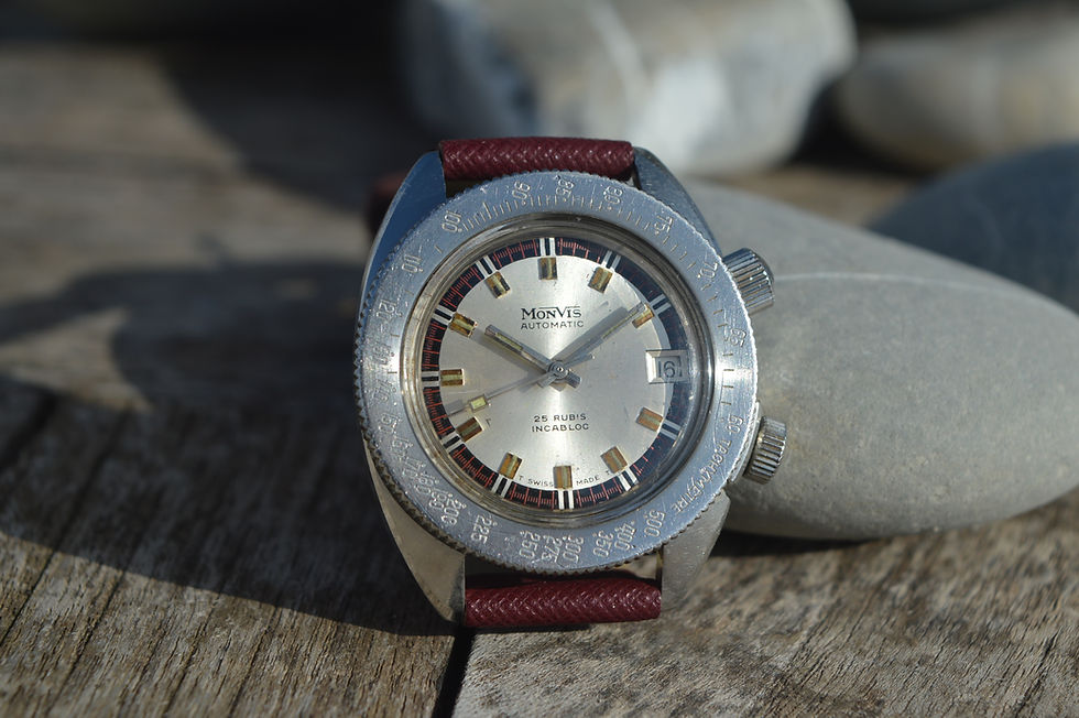 Miniatura: Monvis Men's Vintage Twin Crowns Stainless Steel Diver 37mm Sub Plongee' 200 mt