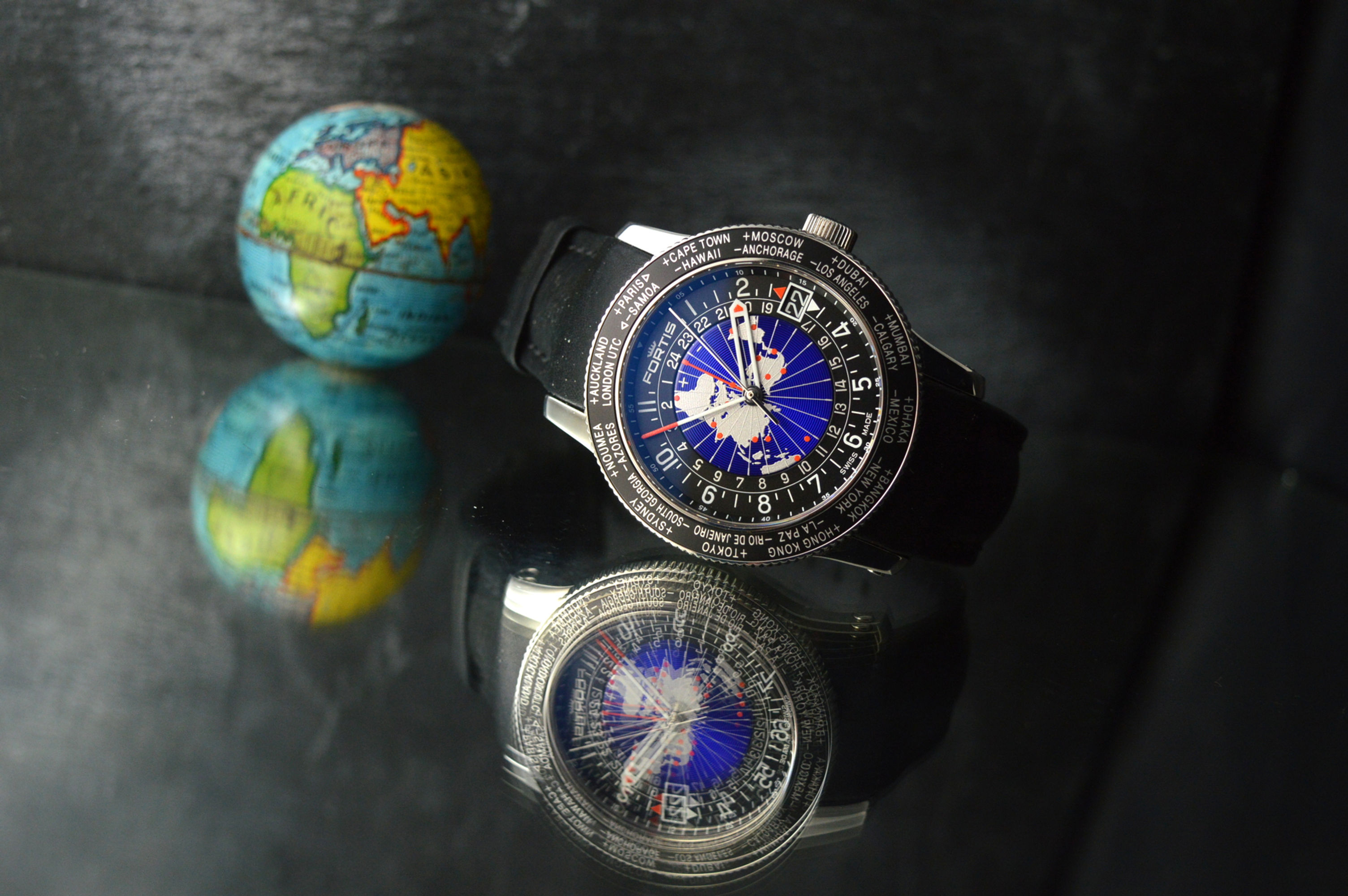 FORTIS FULL SET B-47 WORLD TIMER GMT STEEL OVERSIZED DIVER WATCH 47MM 20ATM