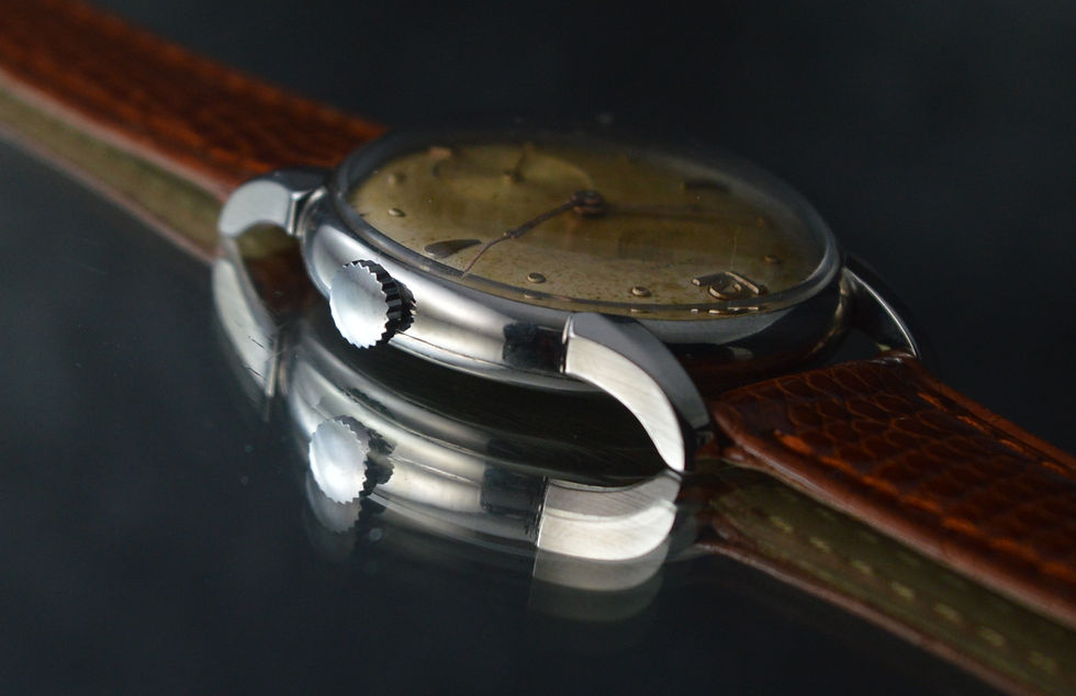 Miniatura: CYMA TAVANNES RARE STEEL VINTAGE CALATRAVA WATCH RARE LUGS MONTRE UHR 34MM
