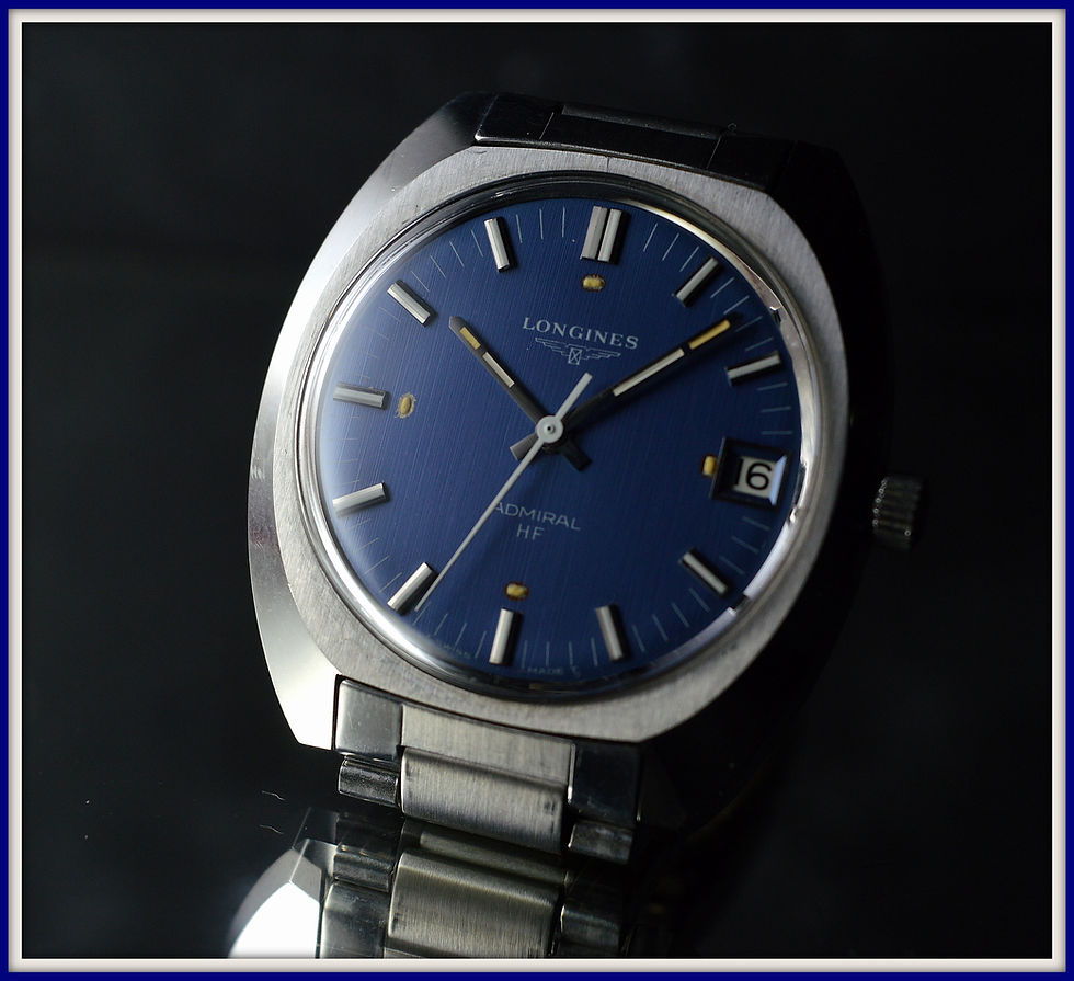 Miniatura: Longines Top Condition Admiral Hf Blue Linen Dial Manual Winding 36mm (1972)