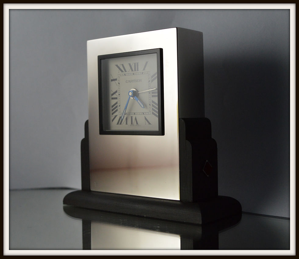 Miniatura: Cartier Rare Full Set Art Deco Style Steel And Ebonized Wood 'pendulette