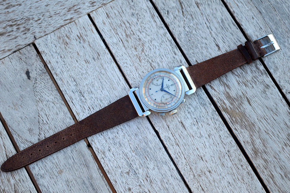 Miniatura: Tavannes Men's Rare Vintage Flexible Lugs Steel Oversized 37mm Step Case Chrono