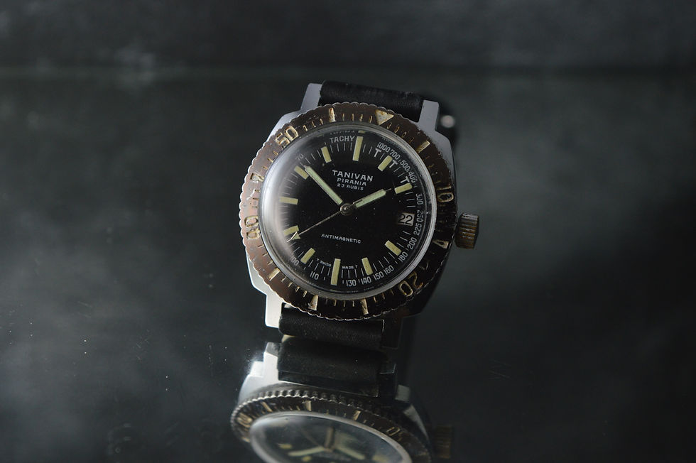 Miniatura: TANIVAN PIRANIA SUBMARINE VINTAGE DIVER WATCH 37,5 MM BAKELITE BEZEL MONTRE UHR