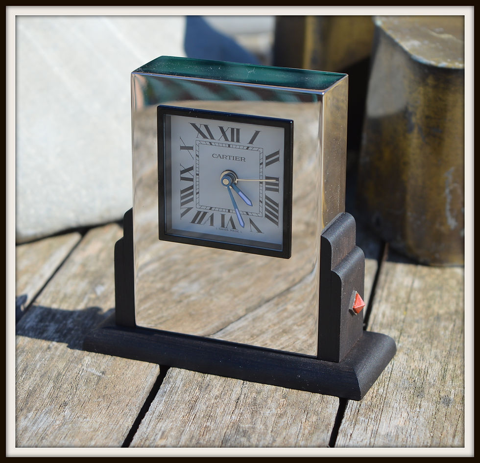 Miniatura: Cartier Rare Full Set Art Deco Style Steel And Ebonized Wood 'pendulette