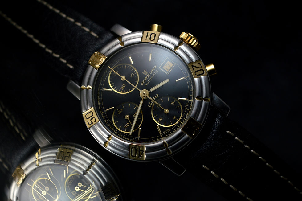 Miniatura: Universal Genève Men's Compax Chronograph Automatic Black Dial 698.410 Vintage