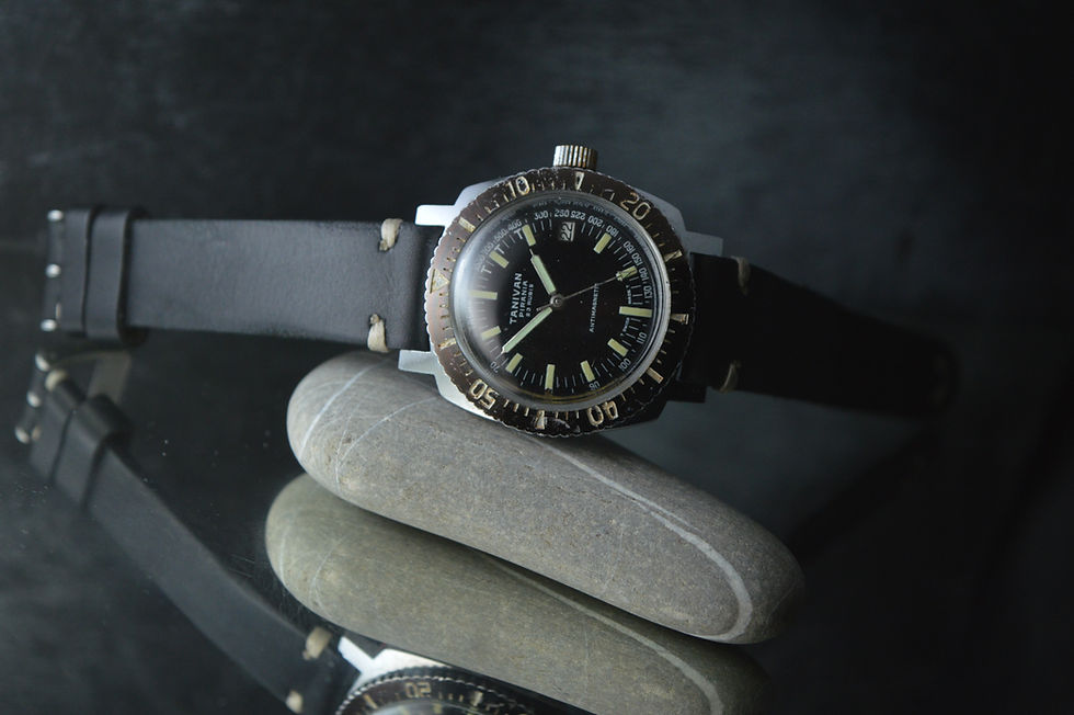 Miniatura: TANIVAN PIRANIA SUBMARINE VINTAGE DIVER WATCH 37,5 MM BAKELITE BEZEL MONTRE UHR