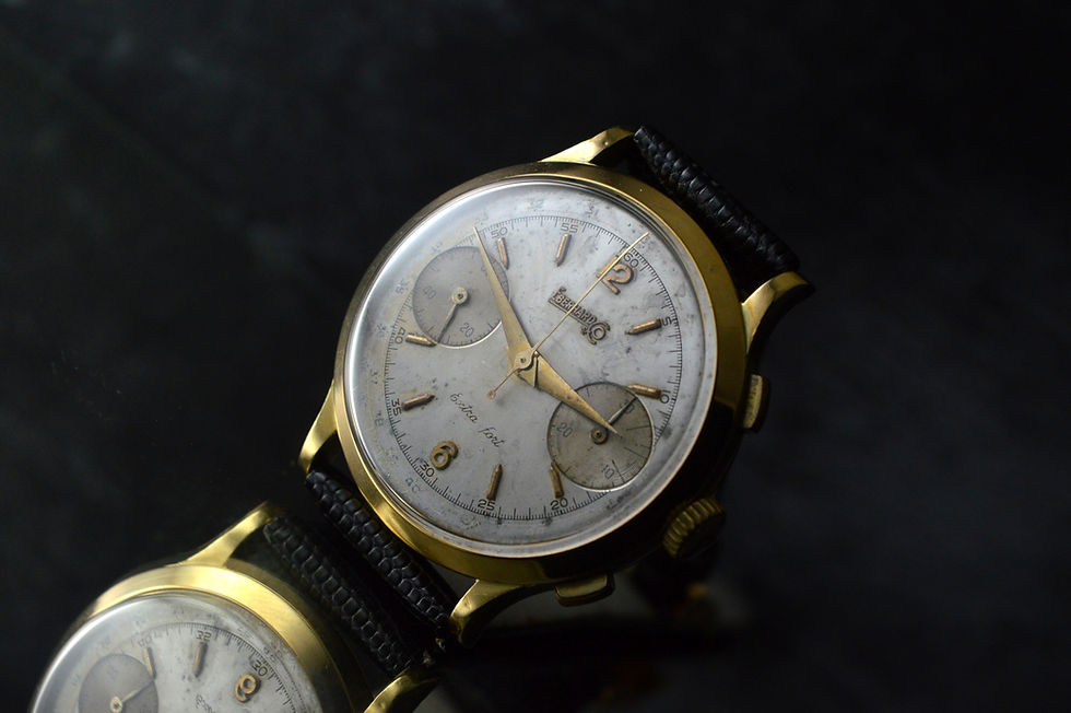 Miniatura: EBERHARD & CO.  MEN'S EXTRA-FORT 18K SOLID GOLD VINTAGE CHRONOGRAPH WATCH 39MM