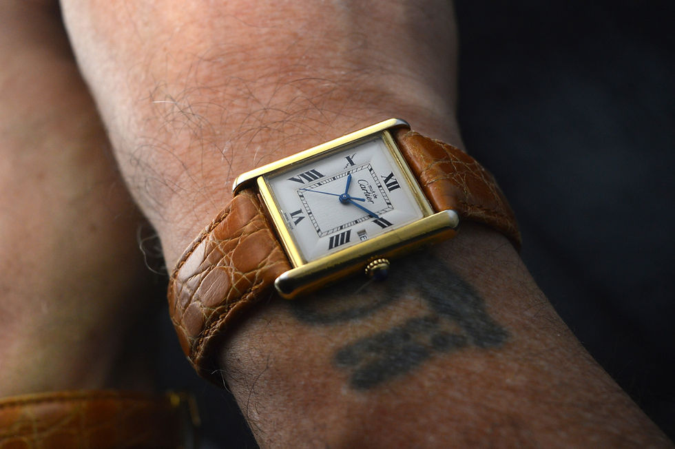 Miniatura: CARTIER MUST VERMEIL TANK XL VINTAGE REF.2413 QUARTZ LEATHER 26 X 34MM 1990'S