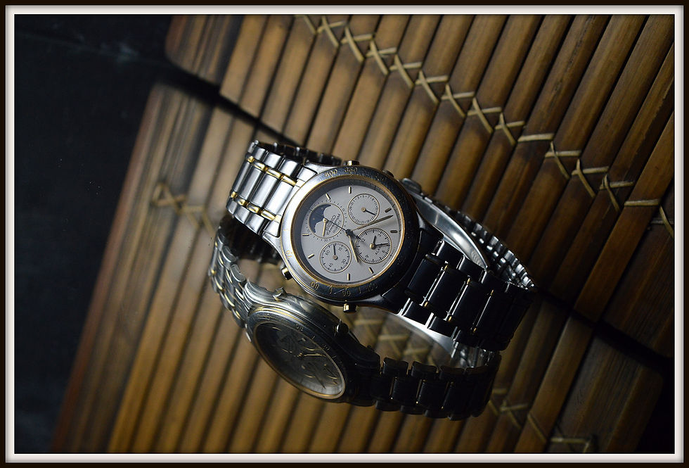 Miniatura: Seiko Chronograph Rare Moon Phase Men's Chronograph Alarm Vintage Steel 37.5 mm