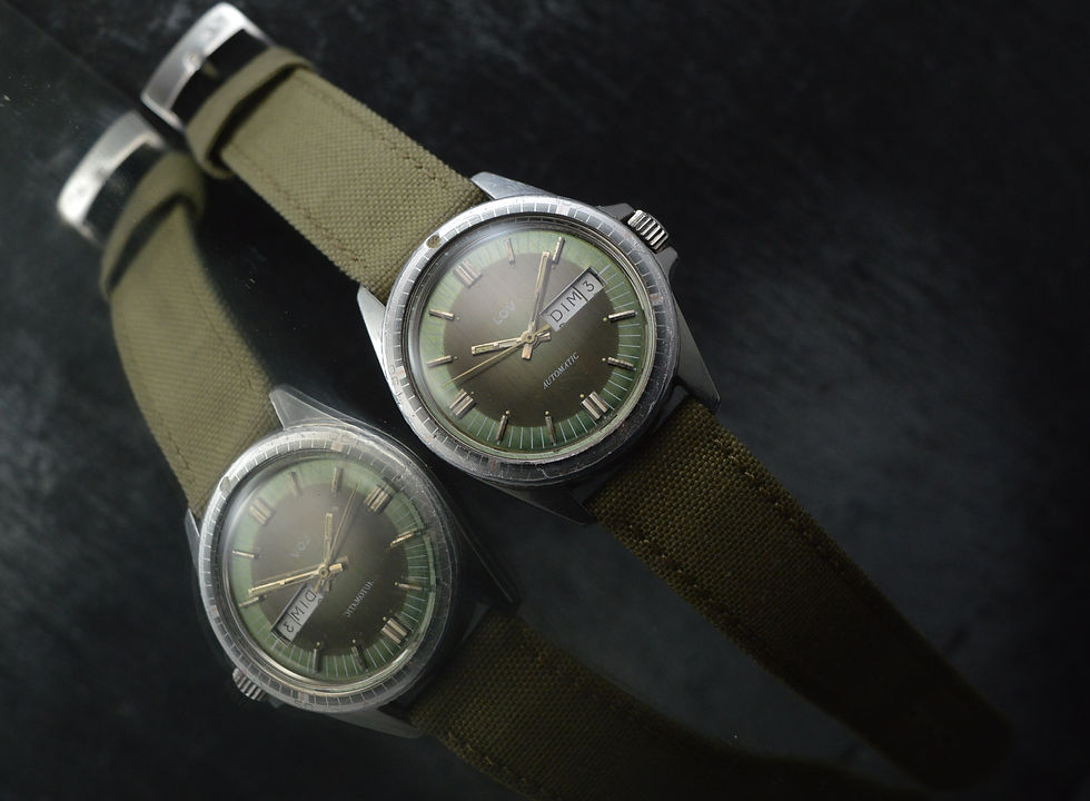 Miniatura: LOV MEN'S RARE SKIN DIVER MADE IN FRANCE STAINLESS STEEL OVERSIZED DAY DATE 38MM
