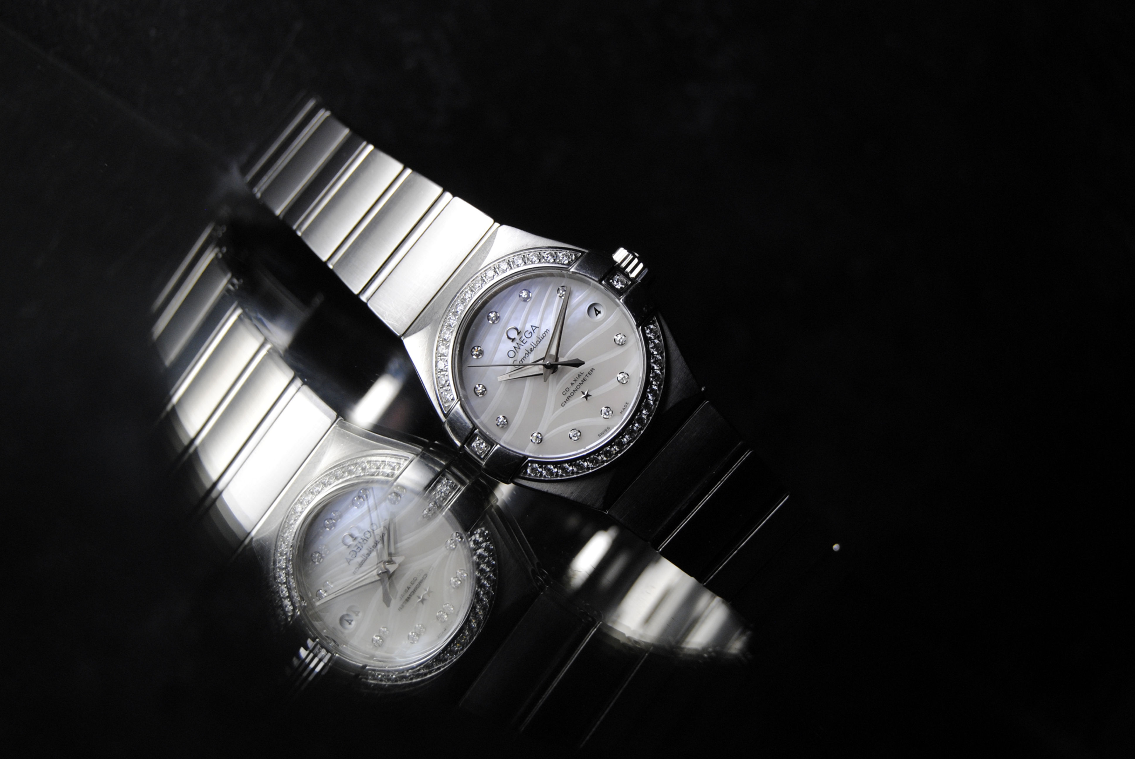 Omega Full Set Constellation Chronometer Co-axial Stainless Steel Diamonds Bezel