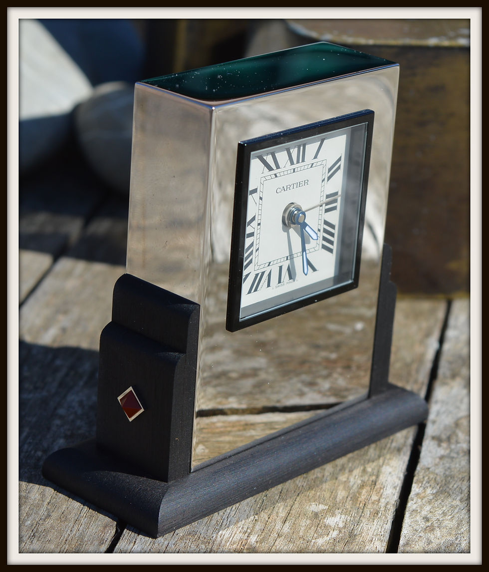 Miniatura: Cartier Rare Full Set Art Deco Style Steel And Ebonized Wood 'pendulette