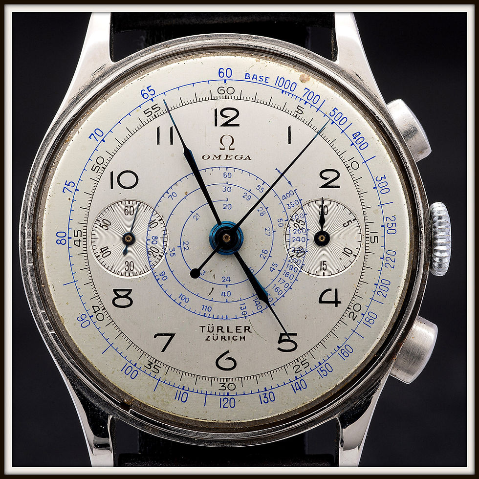 Miniatura: Omega Stainless Steel Chronograph Ck 987 Turler Dial Caliber 33.3 37,5mm (1949)