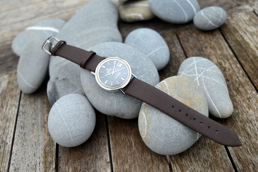 Miniatura: Certina Beautiful Blue Ribbon Automatic Date Vintage Watch Superb Grey Dial 35mm