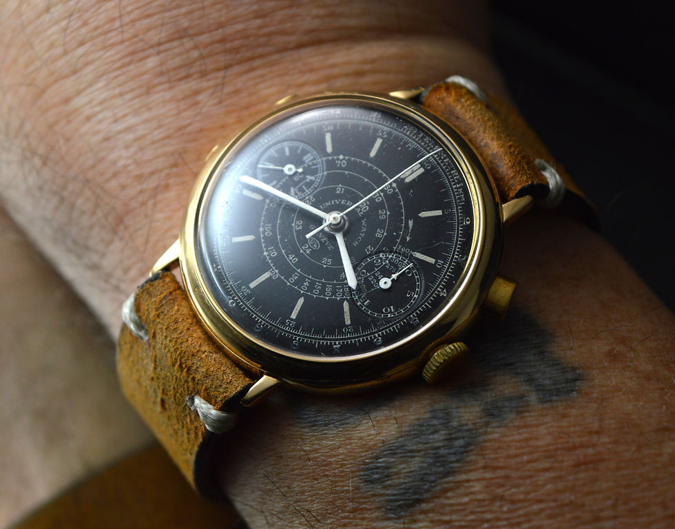 Miniatura: Universal Genève Men's Stunning Oversized 40mm Vintage Black Dial Monopusher