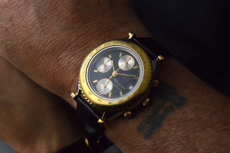 Miniatura: MONDIA MISTRAL CHRONOGRAPH 0099 TWO TONE STEEL BLACK DIAL AUTOMATIC MEN'S WATCH