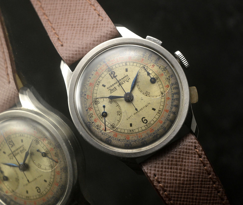 Miniatura: ZAIS WATCH (BY BREITLING) VINTAGE COIN EDGE STEEL CASE CHRONOGRAPH ORIGINAL DIAL