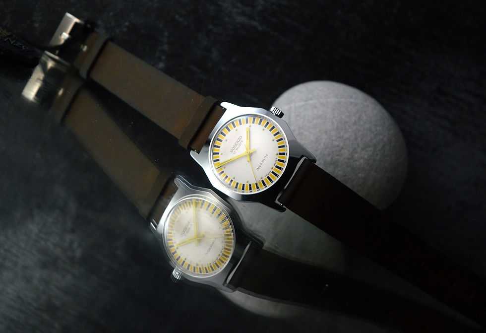 Miniatura: NOSENZO UNISEX UNWORN 30X37MM VINTAGE DRESS WATCH STUNNING ROULETTE DIAL N.O.S.