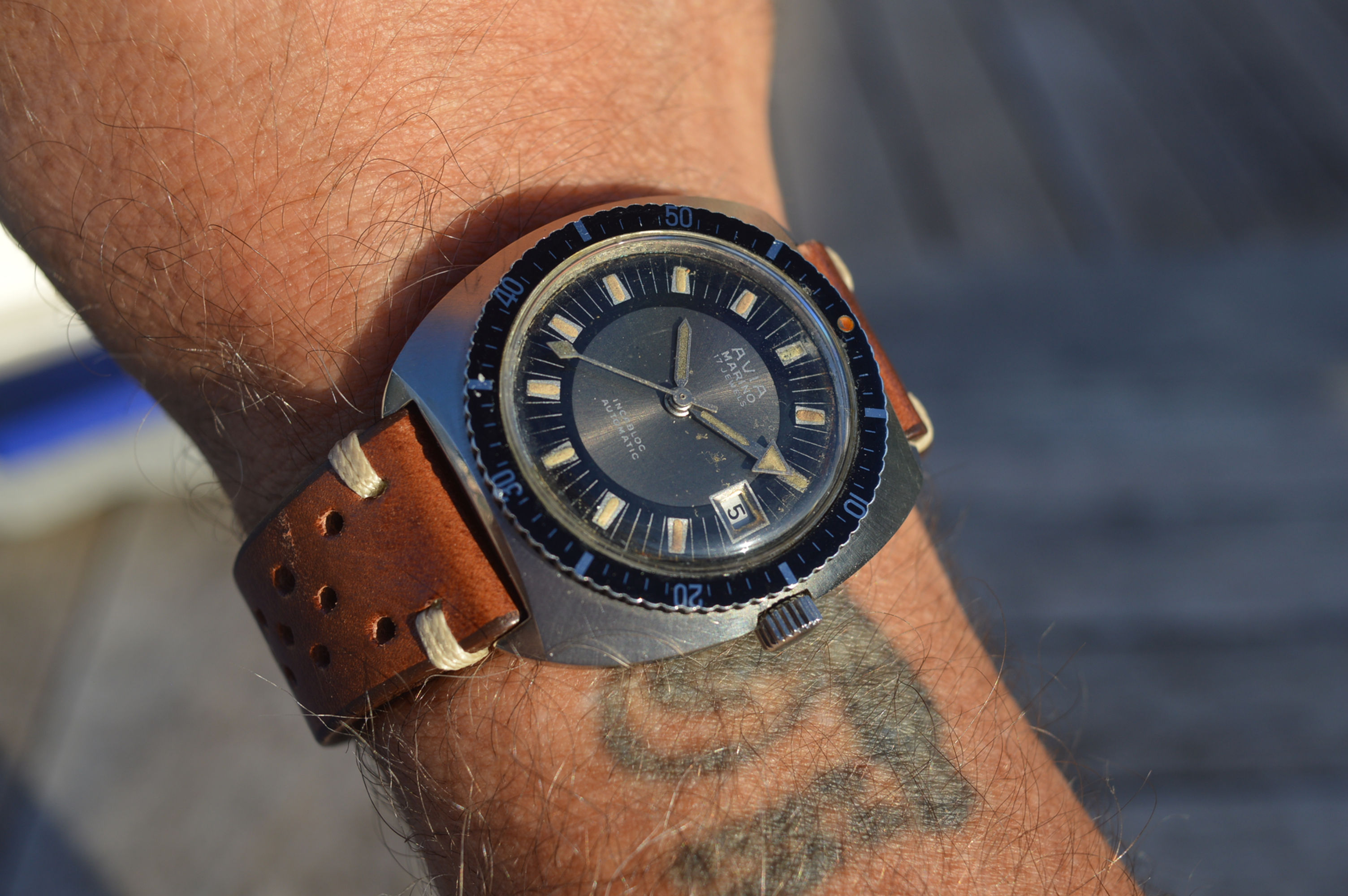 Avia Marino Men's Oversized Stainless Steel 39x42mm Automatic Vintage Diver