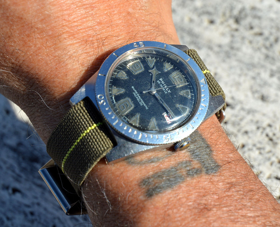 Miniatura: PHILLY MEN'S RARE SUPERAUTOMATIC CALENDAR 20 ATMOS VINTAGE STEEL TROPICAL DIAL