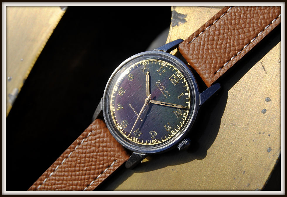 Miniatura: Svalan Rare Sportsman Tropical Gilt Galvanic Dial Radium Stainless Steel Watch