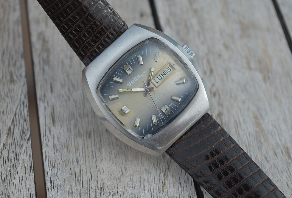 Miniatura: VETTA DRY MEN'S VINTAGE DAY-DATE STAINLESS STEEL OVERSIZED WATCH OROLOGIO