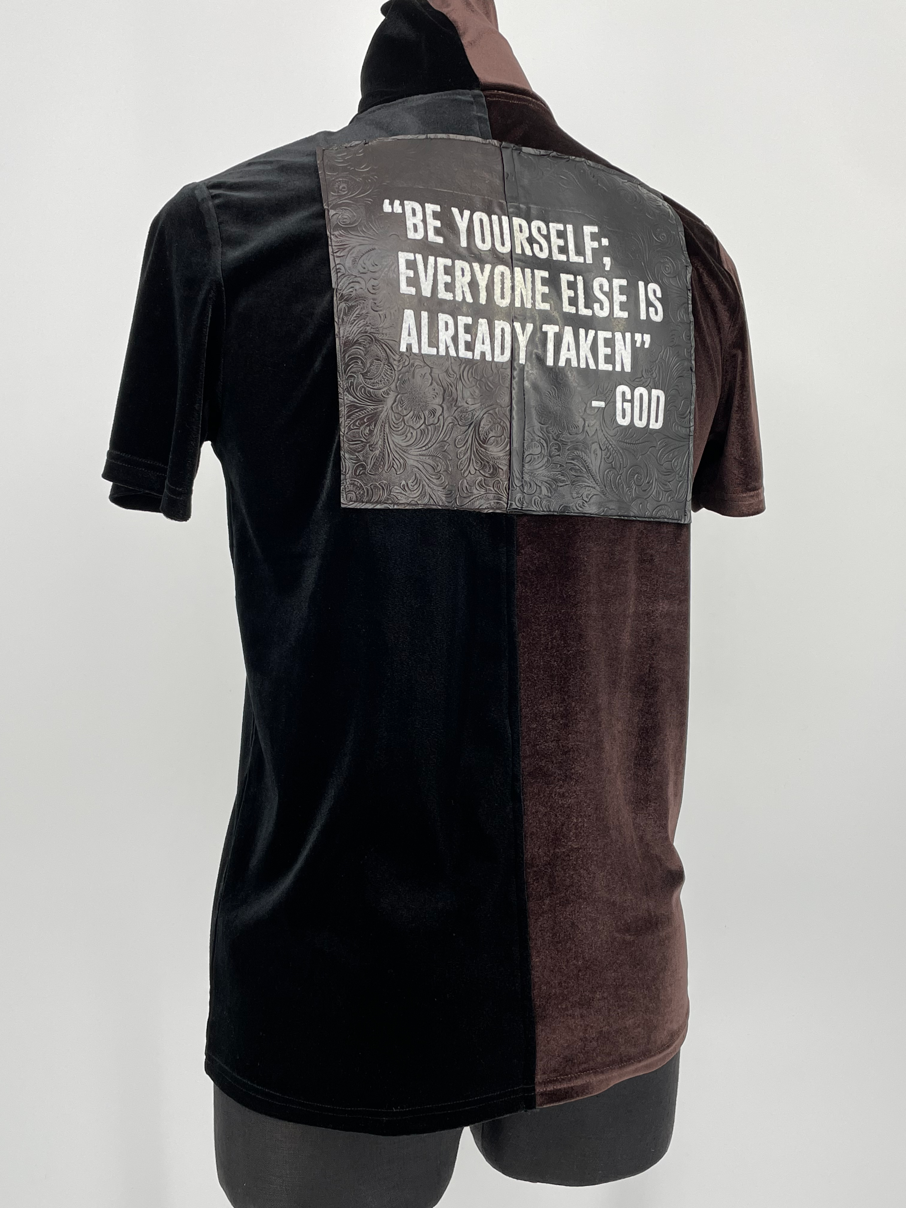 God Said Couture 2 Tone Black & Brown Velvet Turtle Neck