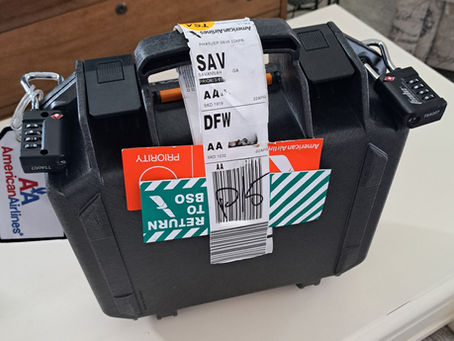 A gun case ready to be checked onto a plane.
