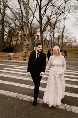Bride and Groom during their portrait session. Destination Wedding in New York City. With Amy Woodham Photography
