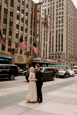 Bride and Groom during their portrait session. Destination Wedding in New York City. With Amy Woodham Photography