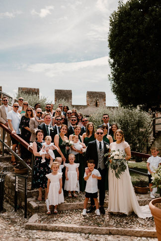 Group photo. Destination Wedding at Lake Garda, Italy. With Amy Woodham Photography.
