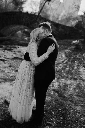 Couple during their elopement ceremony. Destination Wedding in New York City. With Amy Woodham Photography