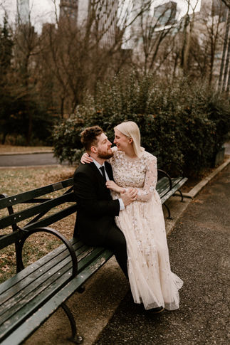 Bride and Groom during their portrait session. Destination Wedding in New York City. With Amy Woodham Photography