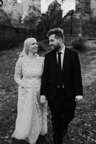 Couple during their elopement ceremony. Destination Wedding in New York City. With Amy Woodham Photography