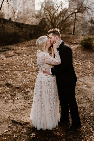 Bride and Groom's first kiss. Destination Wedding in New York City. With Amy Woodham Photography