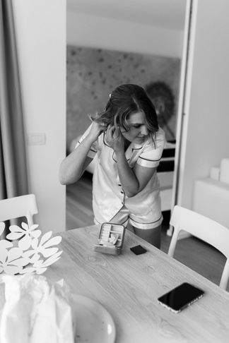 Morning prep with the Bride. Destination Wedding at Lake Garda, Italy. With Amy Woodham Photography.