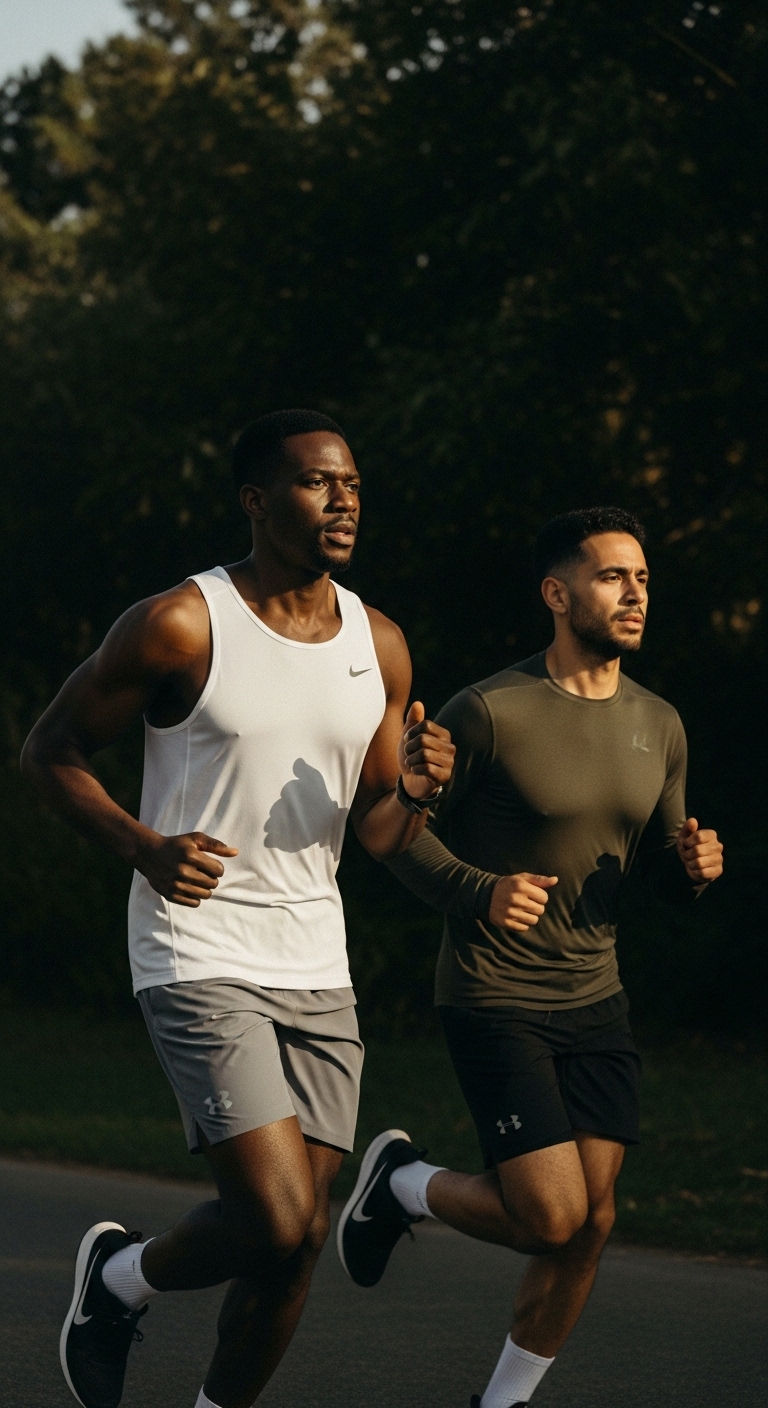 Two men working out together building healthier habits