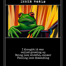 Green frog sits in a pan surrounded by flames.